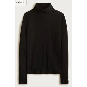 New J.Crew Feather Jersey Cotton Turtleneck Top Black XXL Long Sleeve Base Layer